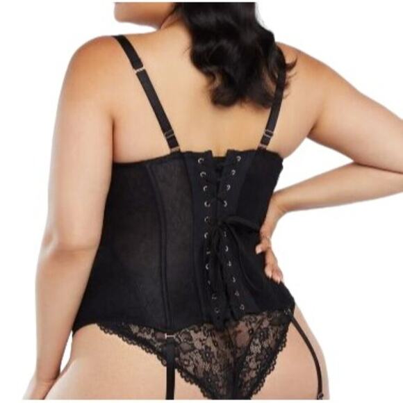 Savage X Fenty Embroidered Lace Corset Black Womens Plus Size 1X - Picture 9 of 10